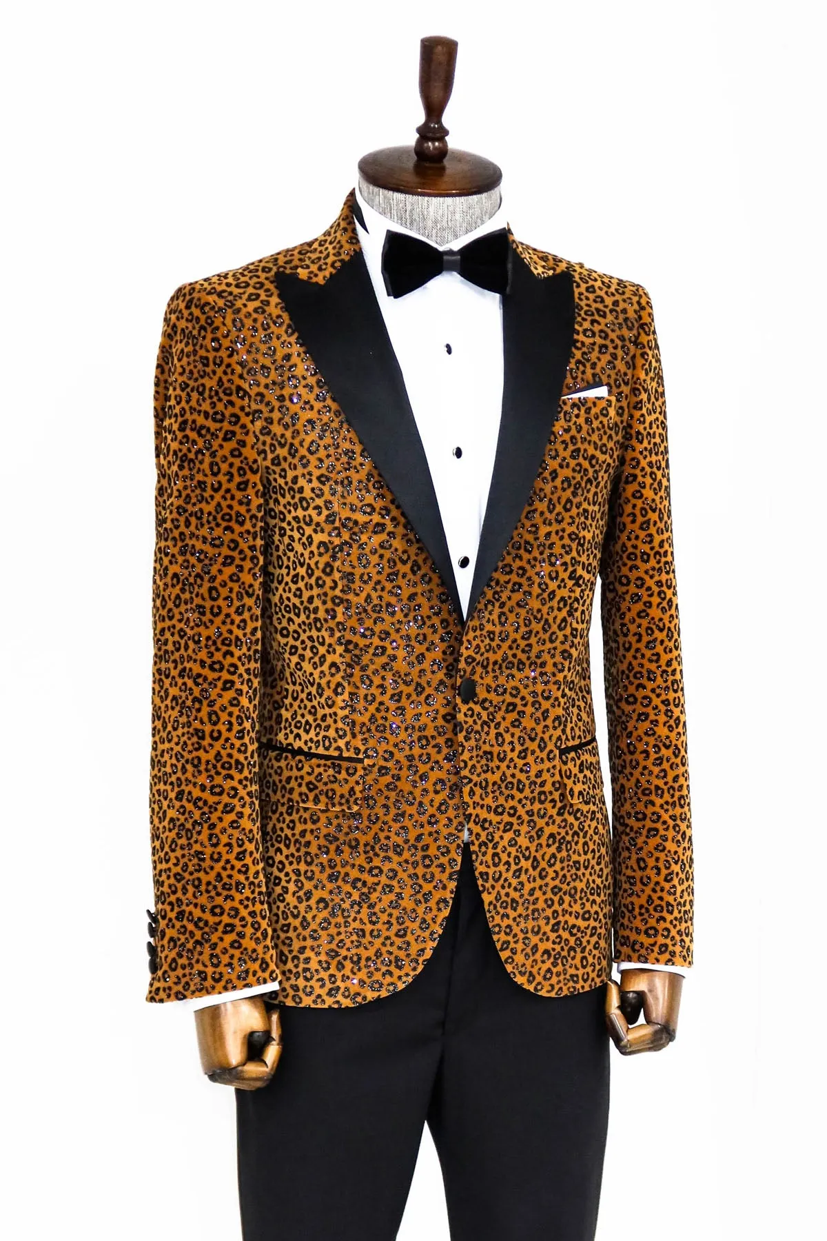 Leopard Pattern Slim Fit Peak Lapel Yellow Men Tuxedo Party Blazer sold by Wessi product image thumbnail 4