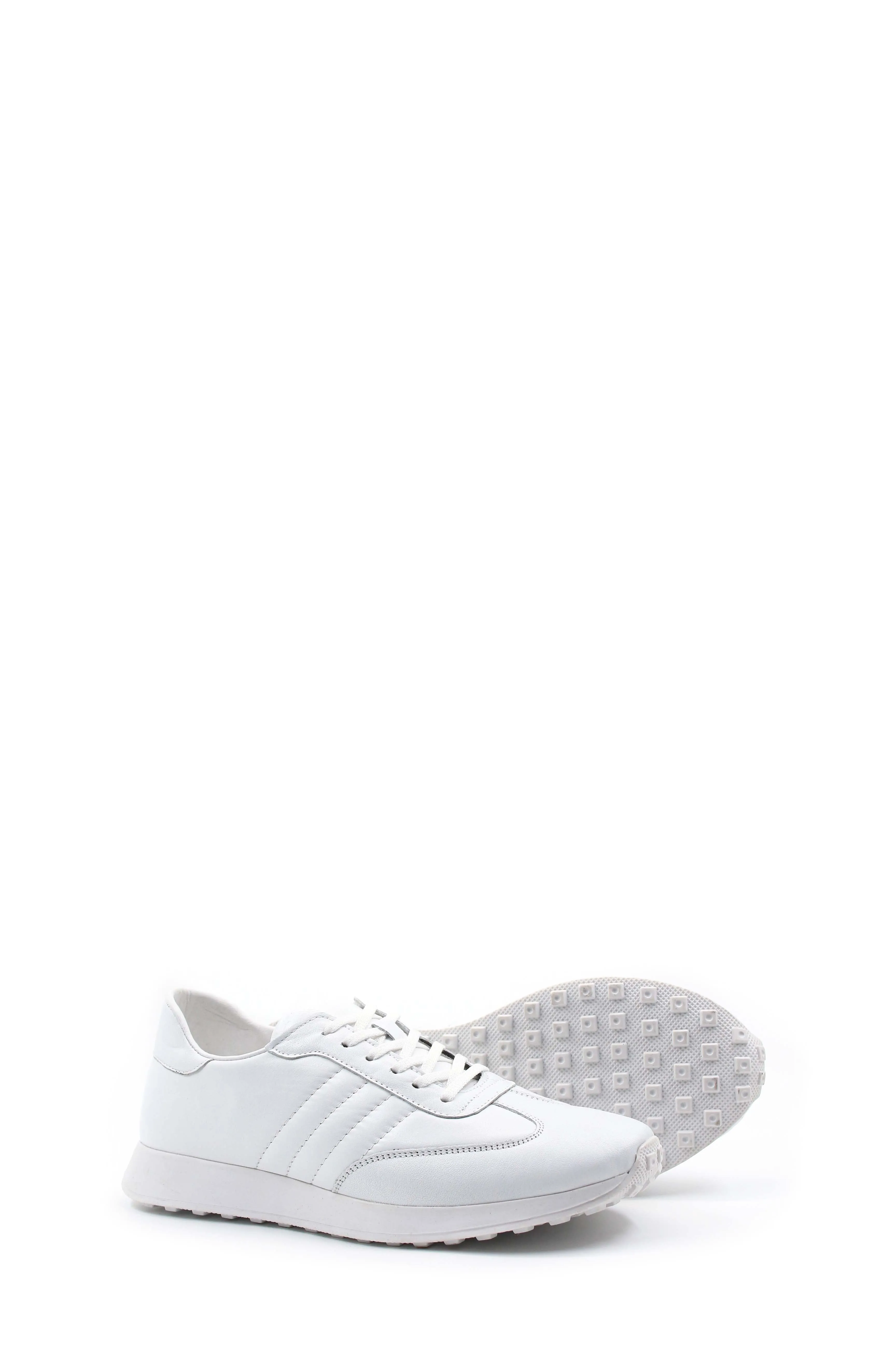 White Leather Retro Running Sneakers Wessi sold by Wessi product image thumbnail 3