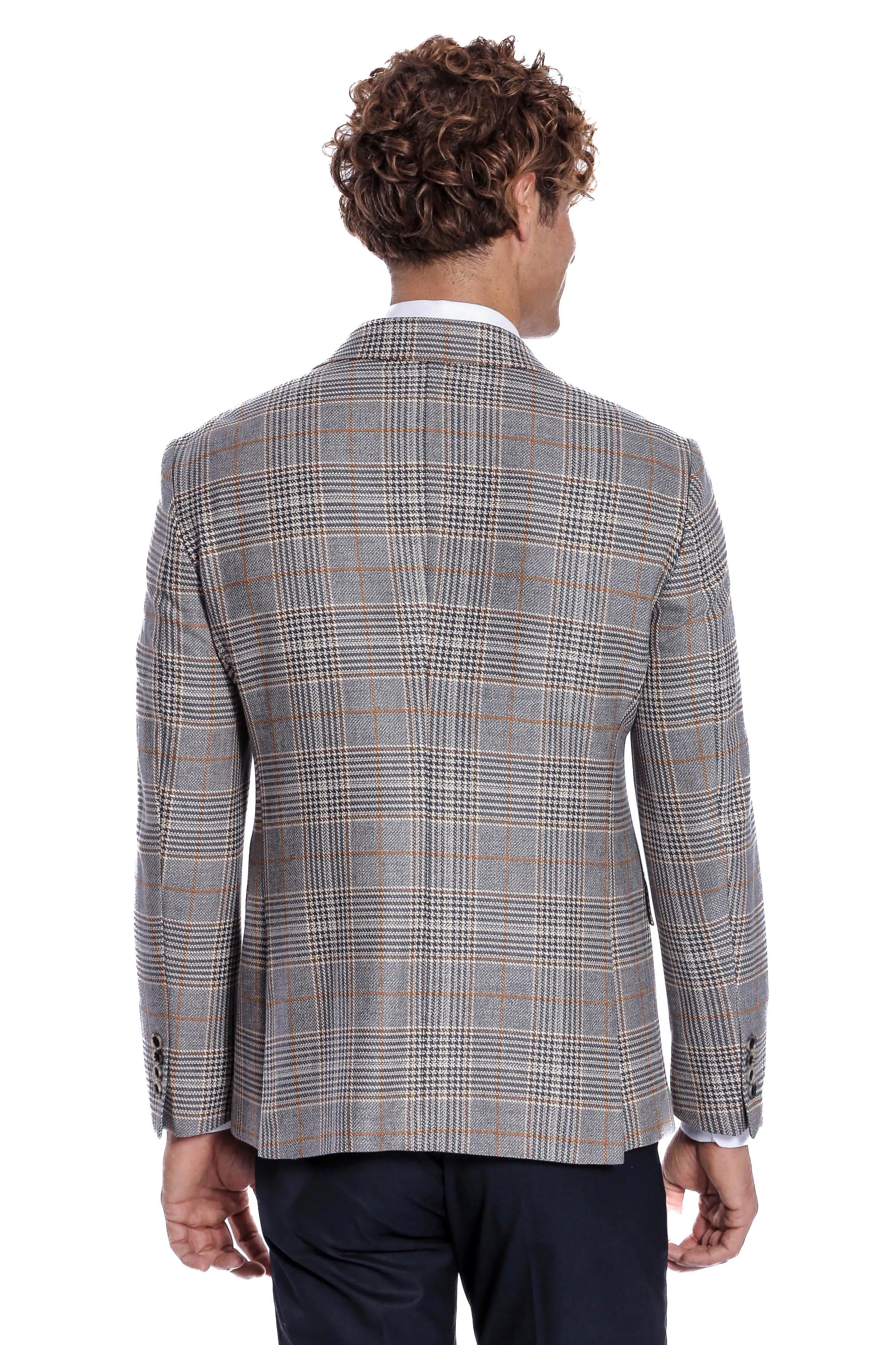 Double Breasted Checked Anthracite Men Blazer - Wessi sold by Wessi product image thumbnail 4