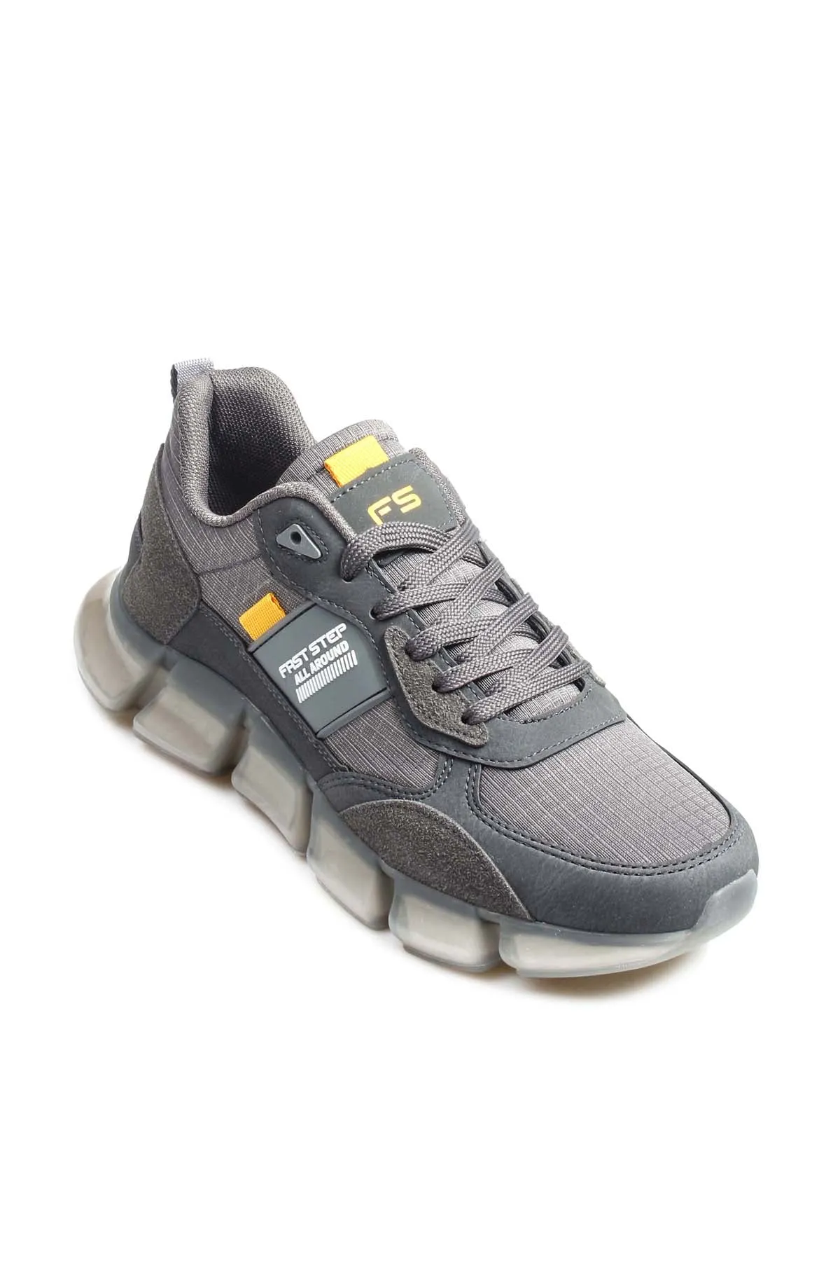 Men's Gray Athletic Sneakers with Transparent Sole and Yellow Accents - Wessi sold by Wessi product image thumbnail 3