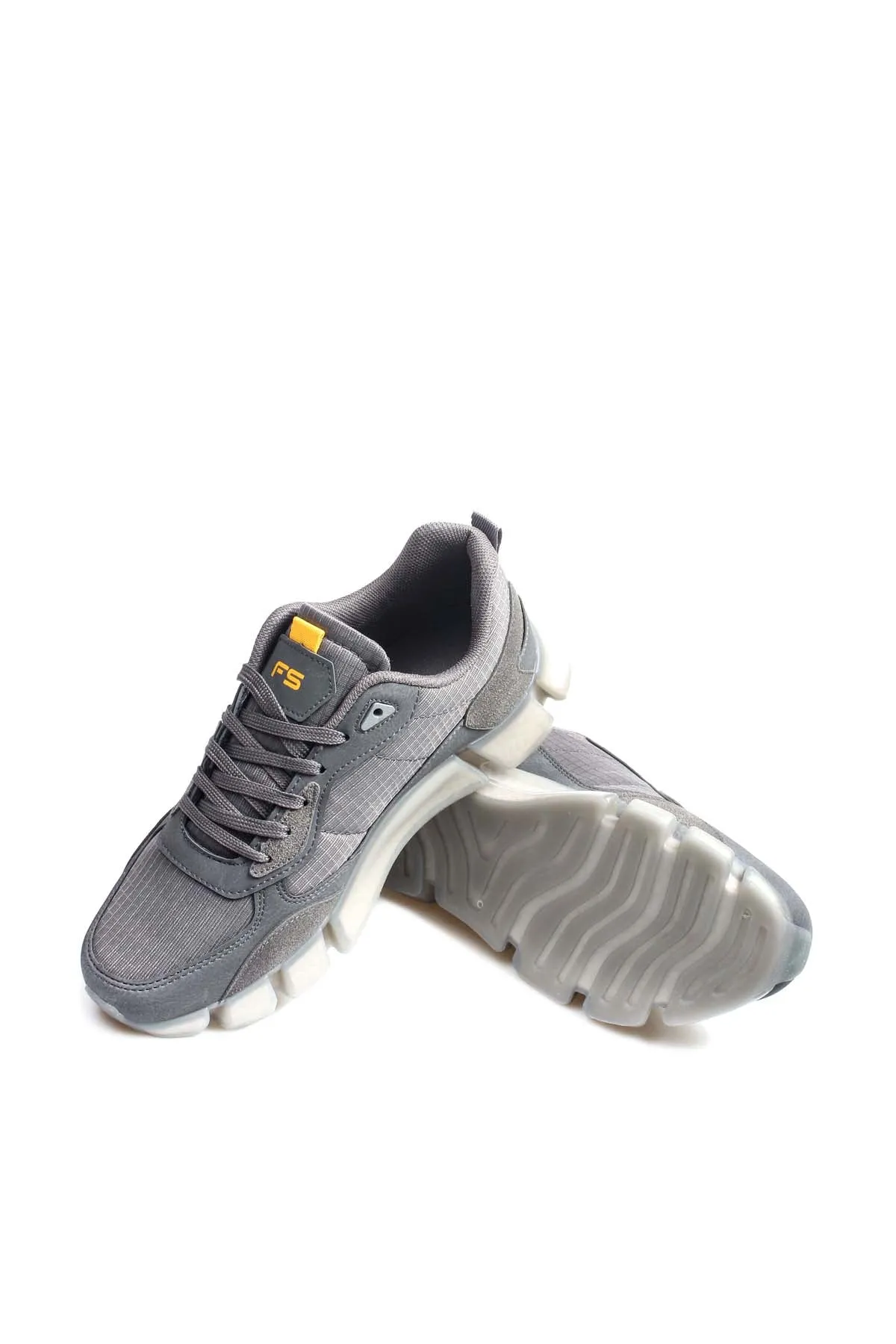 Men's Gray Athletic Sneakers with Transparent Sole and Yellow Accents - Wessi sold by Wessi product image thumbnail 4