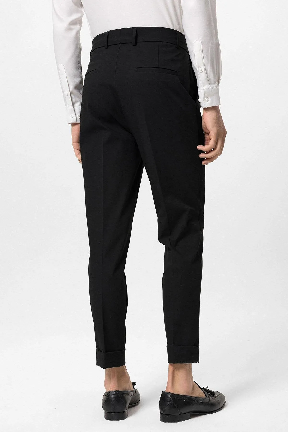 Black High Waist Button Closure Men's Trousers - Wessi sold by Wessi product image thumbnail 5
