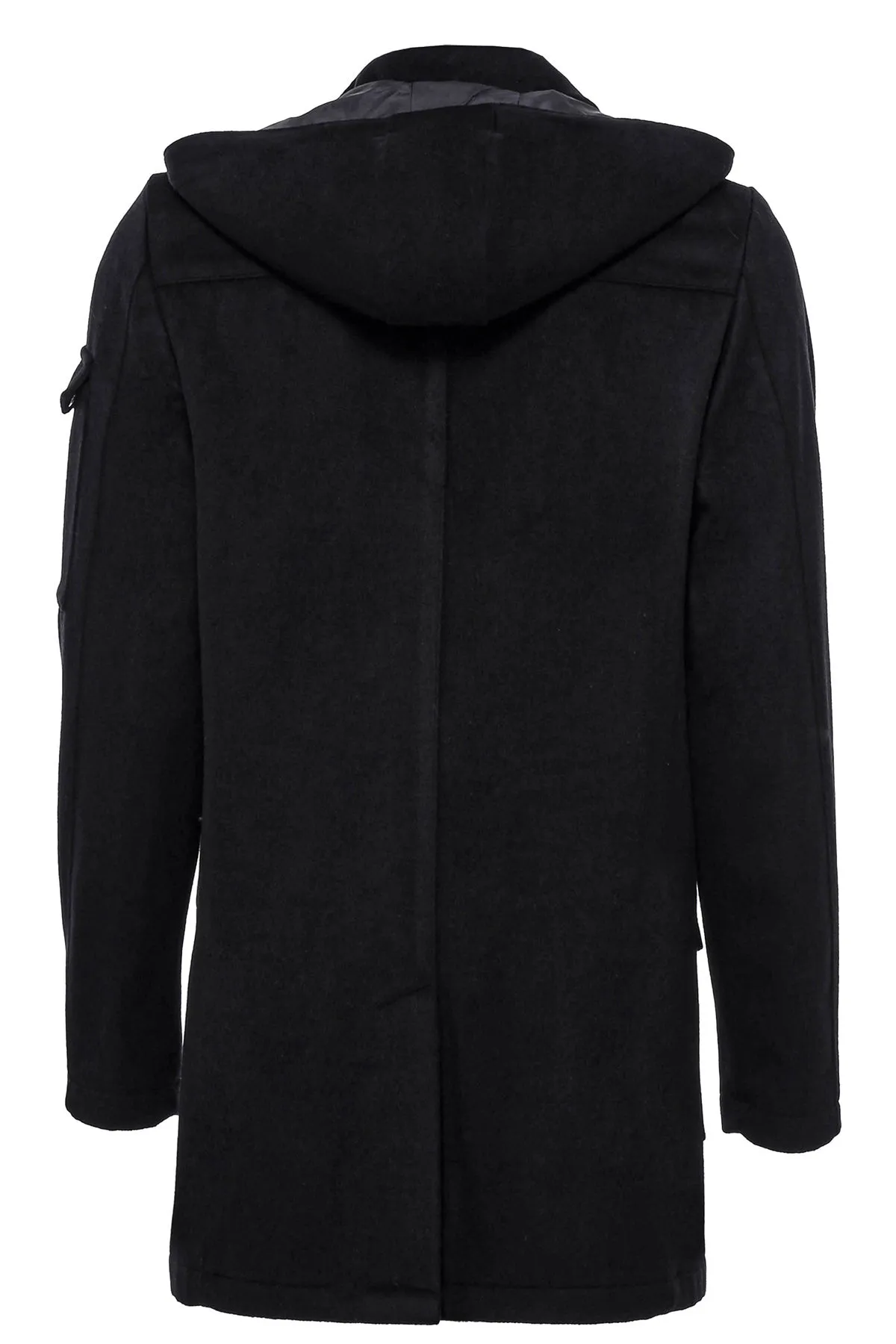 Hooded Cachet Hidden Zippered Black Coat - Wessi sold by Wessi product image thumbnail 2