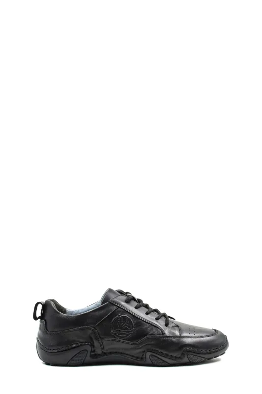 Men's Black Leather Casual Shoes with Embossed Detail - Wessi sold by Wessi