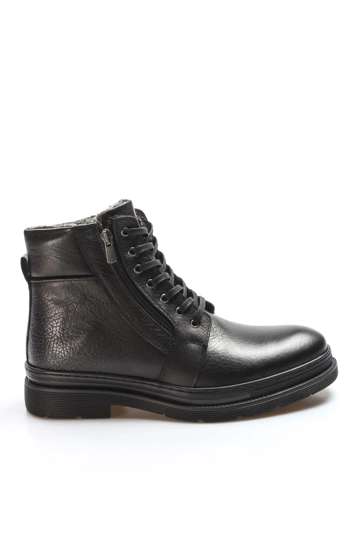 Men's Black Leather Ankle Boots with Side Zipper and Lace-Up Design - Wessi sold by Wessi product image thumbnail 2