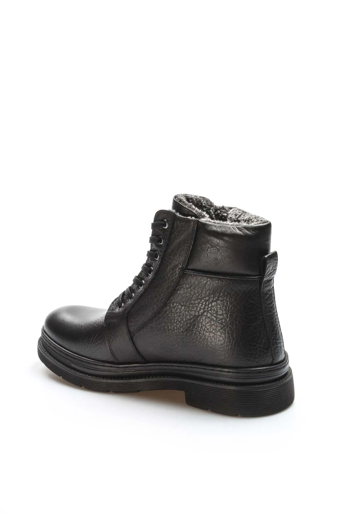 Men's Black Leather Ankle Boots with Side Zipper and Lace-Up Design - Wessi sold by Wessi product image thumbnail 3