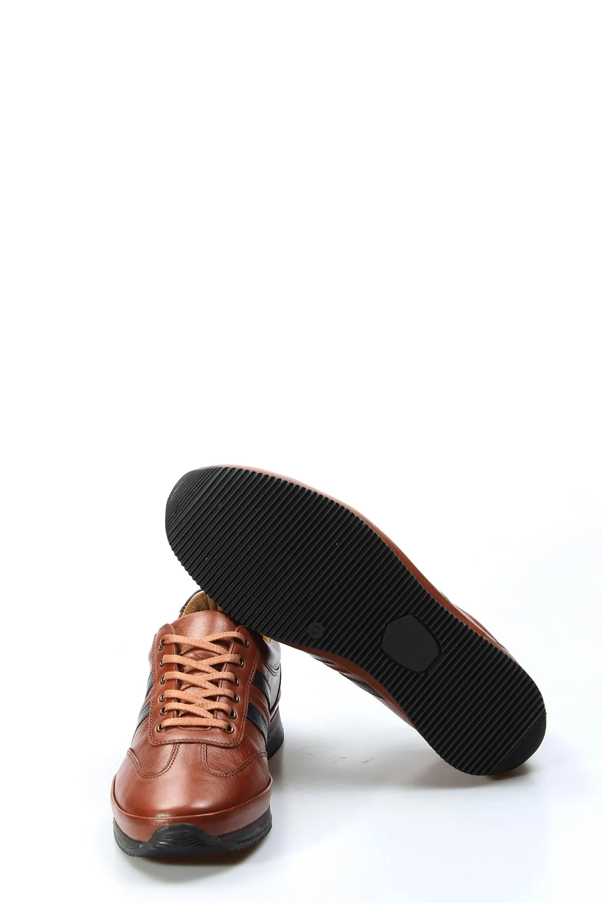 Men's Brown Leather Sneakers with Dual Black Stripes - Wessi sold by Wessi product image thumbnail 4