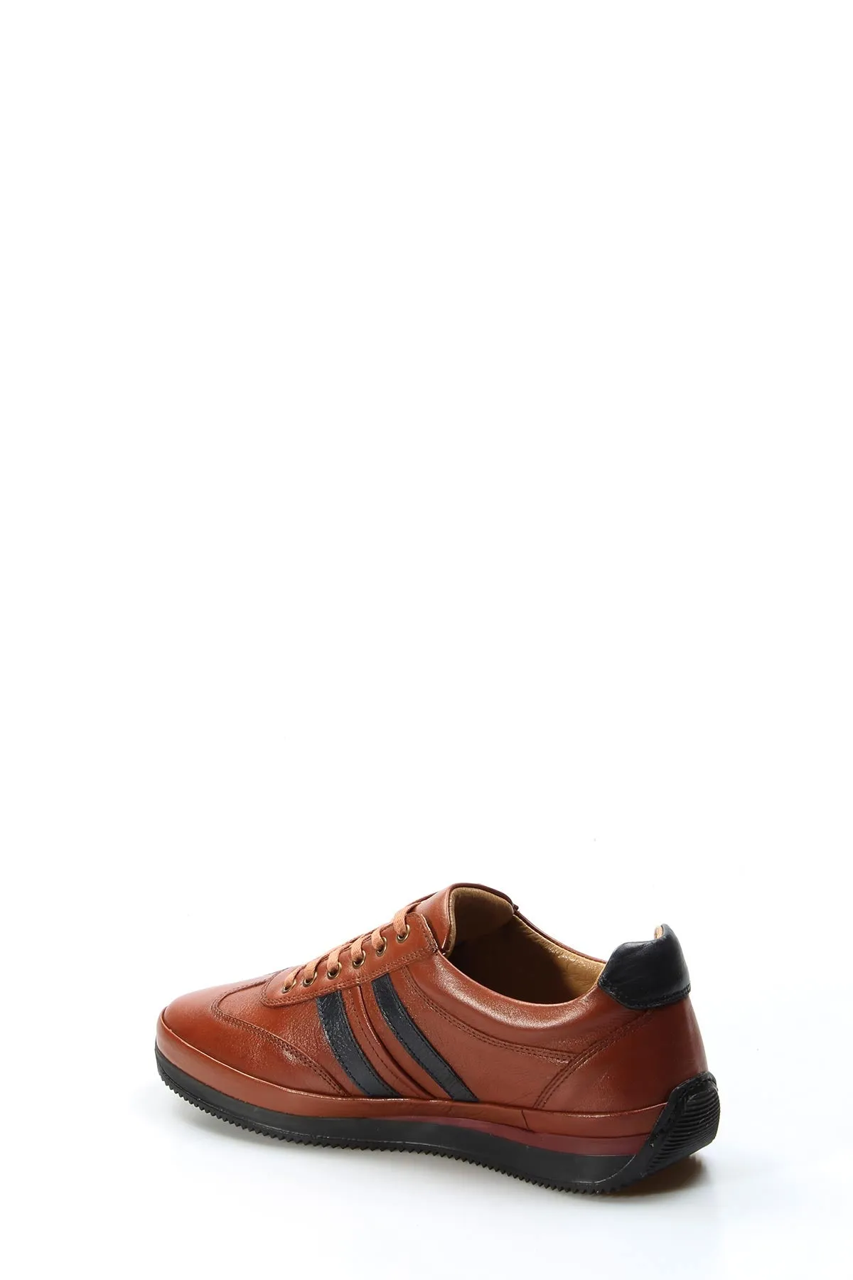 Men's Brown Leather Sneakers with Dual Black Stripes - Wessi sold by Wessi product image thumbnail 2