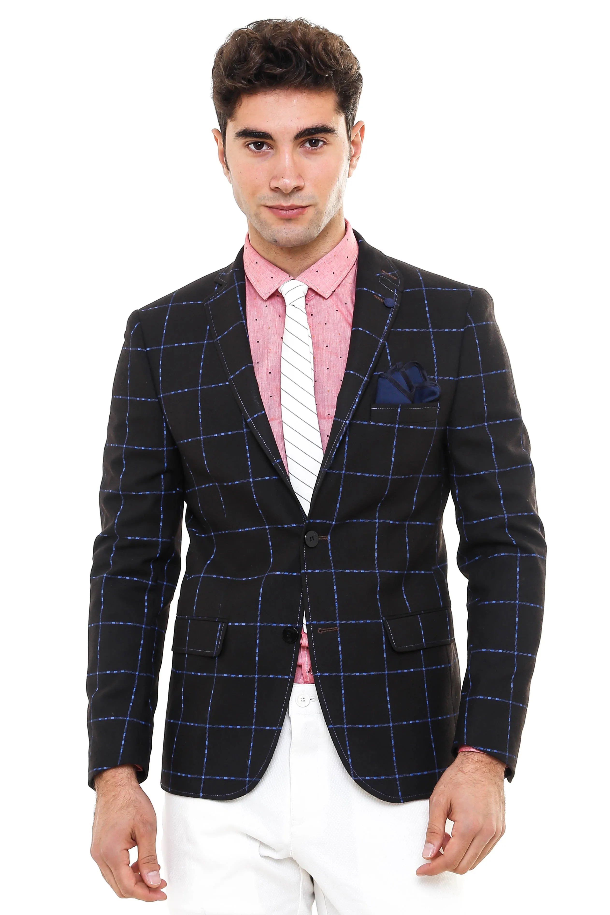 2 Button Plaid Wool Brown Jacket-Wessi sold by Wessi