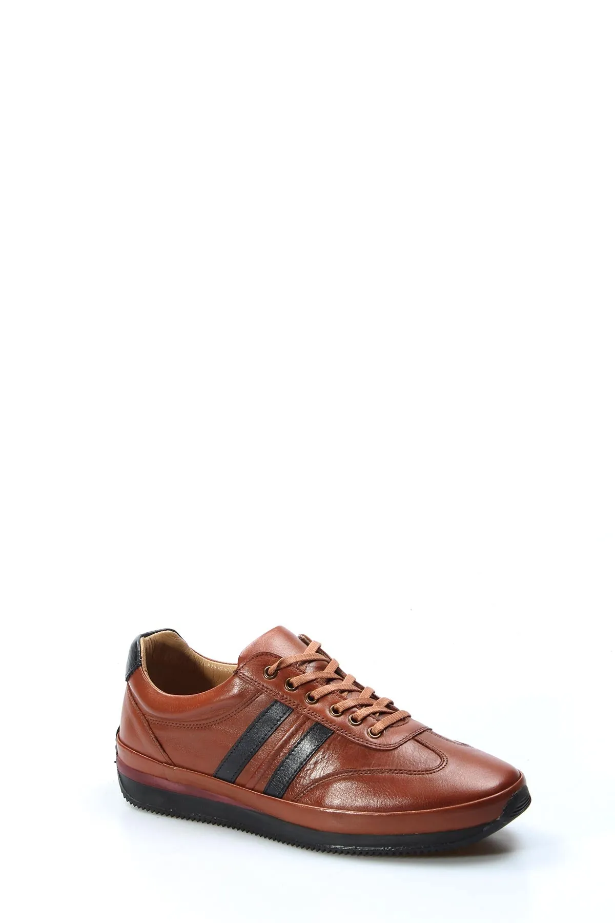 Men's Brown Leather Sneakers with Dual Black Stripes - Wessi sold by Wessi product image thumbnail 3