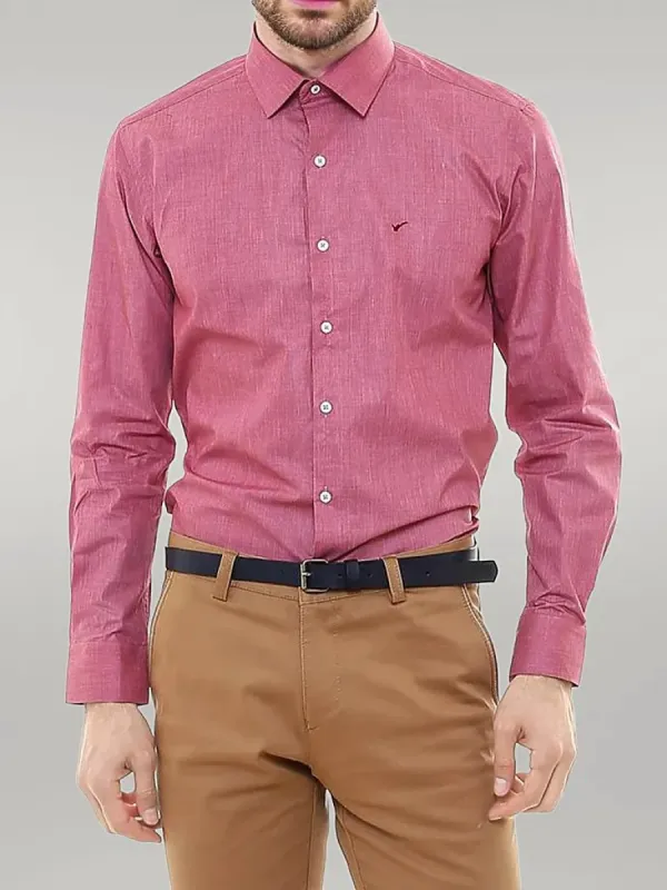 Slim Fit Burgundy Long Sleeve Men's Shirt - Wessi sold by Wessi