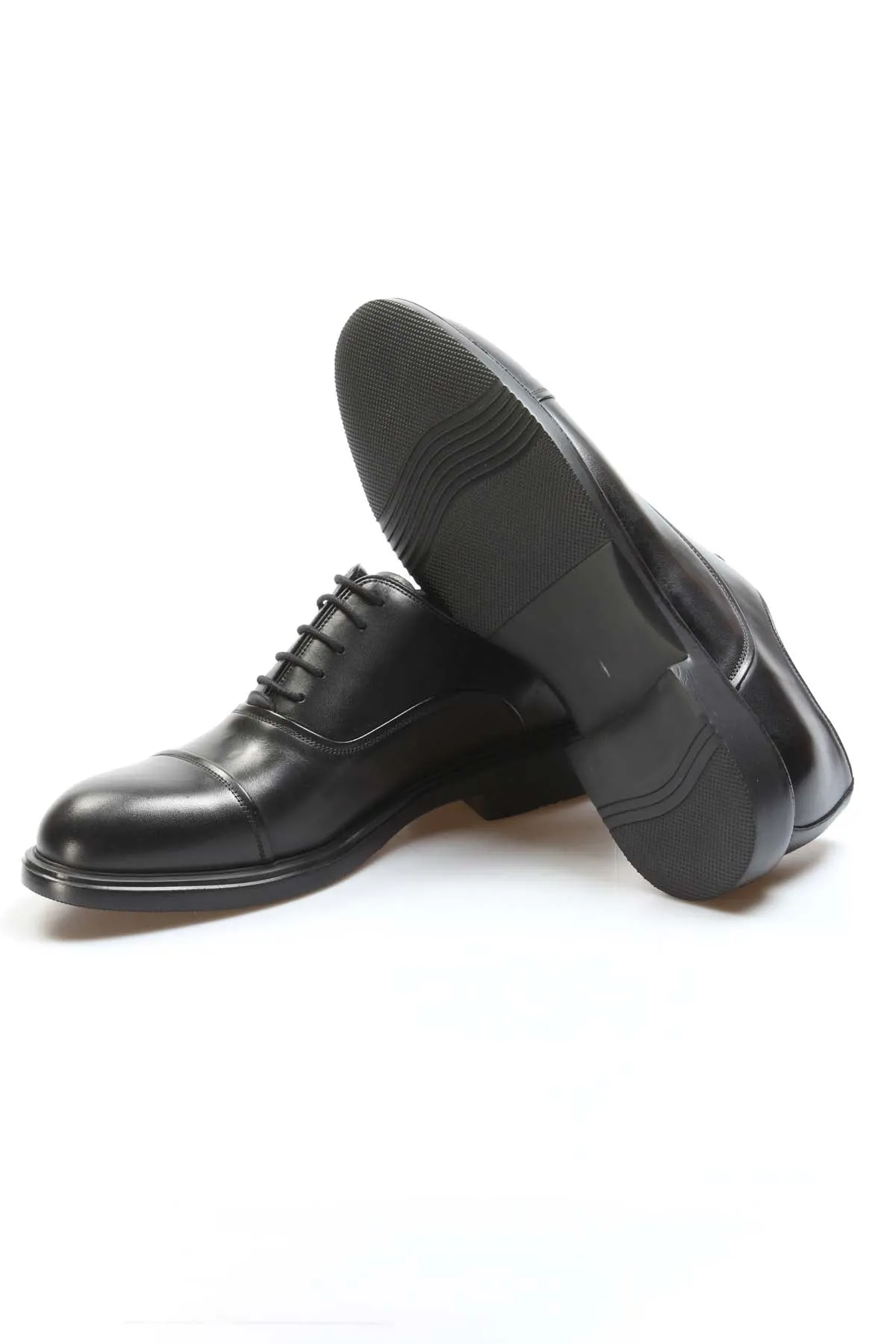 Men's Black Leather Cap-Toe Oxford Dress Shoes - Wessi sold by Wessi product image thumbnail 4