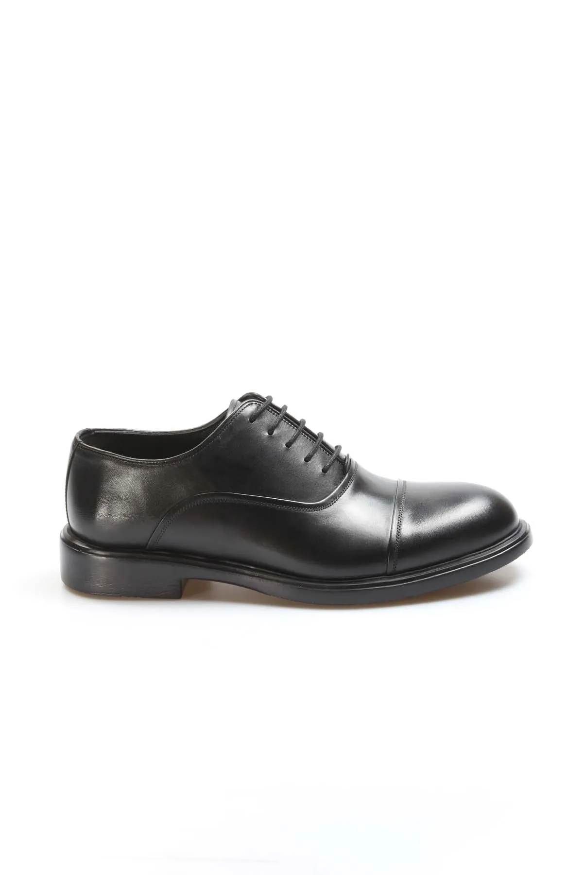 Men's Black Leather Cap-Toe Oxford Dress Shoes - Wessi sold by Wessi