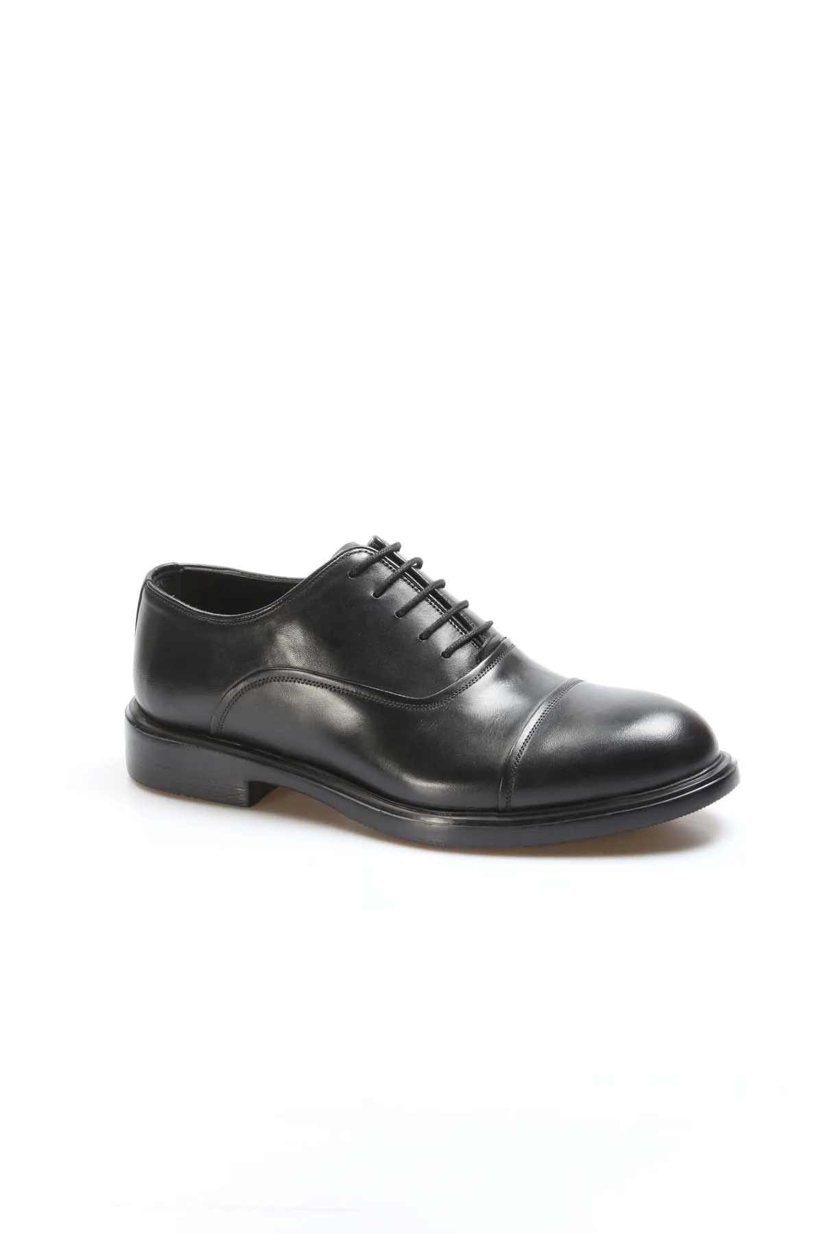 Men's Black Leather Cap-Toe Oxford Dress Shoes - Wessi sold by Wessi product image thumbnail 3