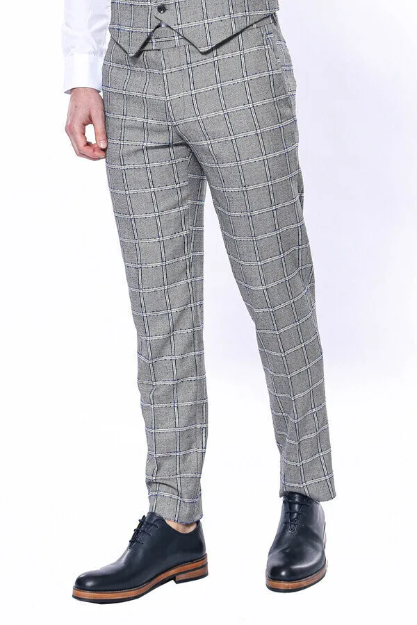 Checked Light Grey Men Pants - Wessi sold by Wessi product image thumbnail 2