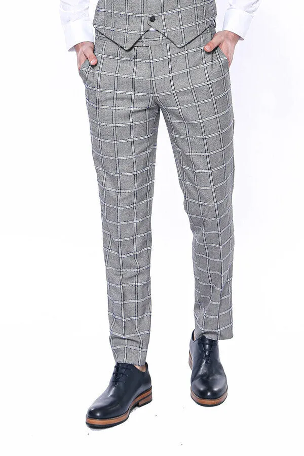 Checked Light Grey Men Pants - Wessi sold by Wessi