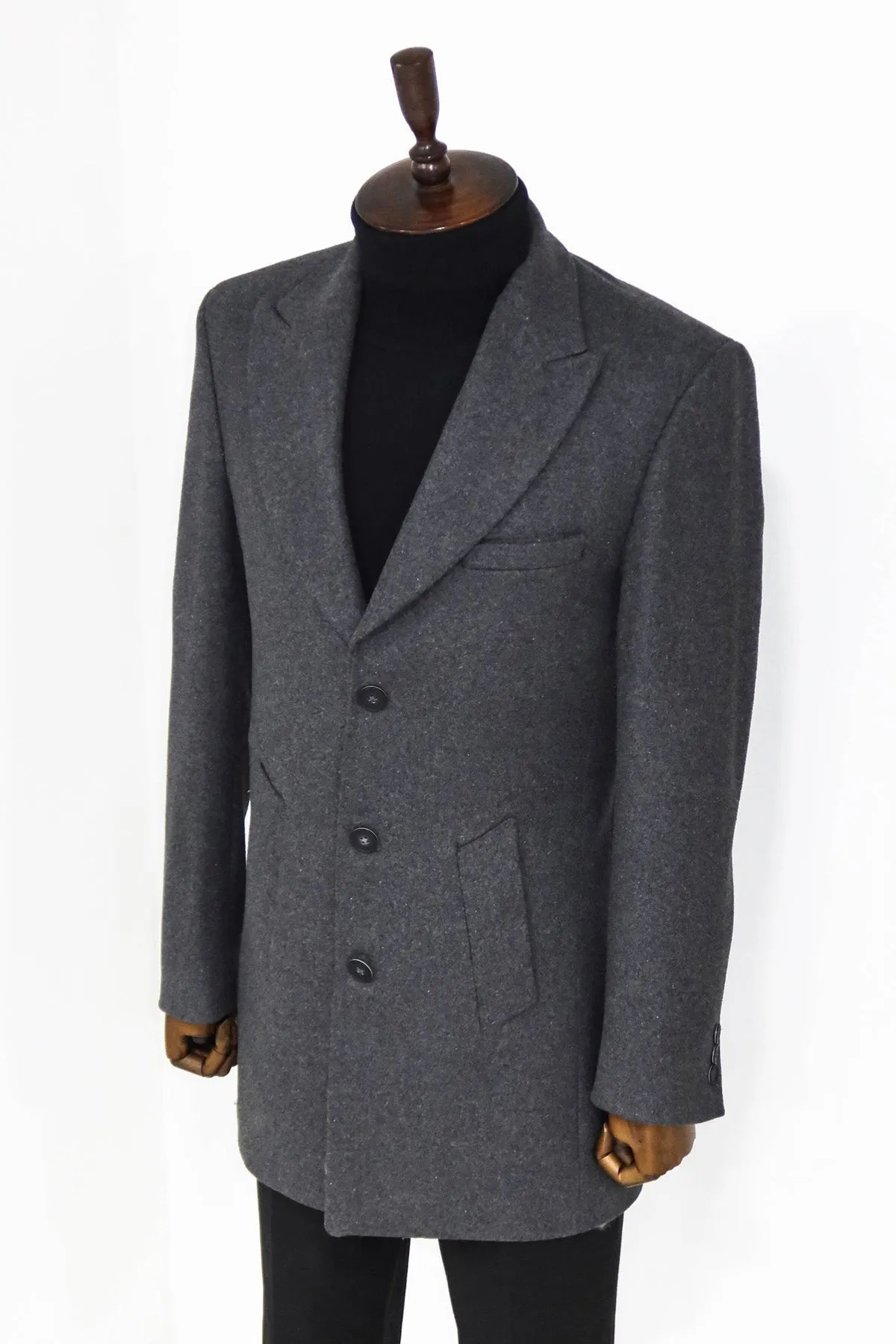 Wide Lapel Wool Anthracite Men Coat - Wessi sold by Wessi product image thumbnail 3