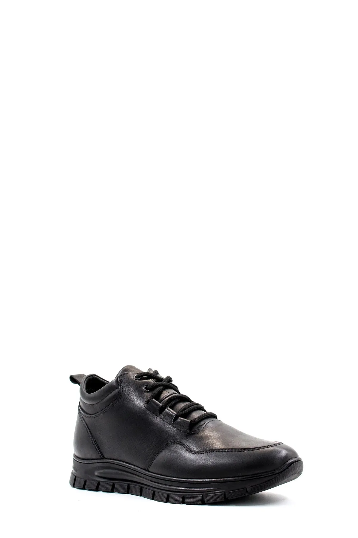 Men's Black High-Top Leather Sneakers with Cushioned Sole - Wessi sold by Wessi product image thumbnail 4