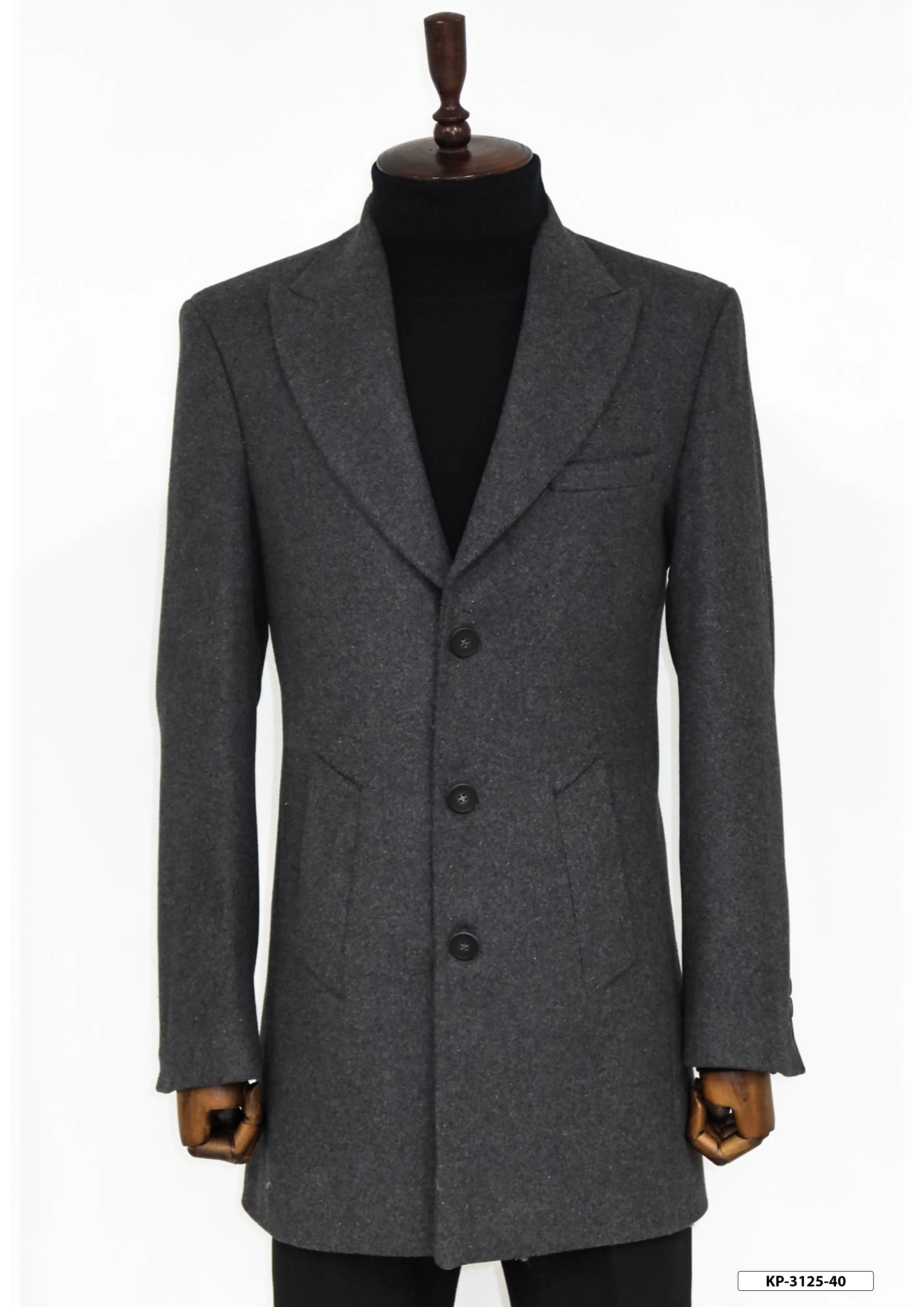 Wide Lapel Wool Anthracite Men Coat - Wessi sold by Wessi