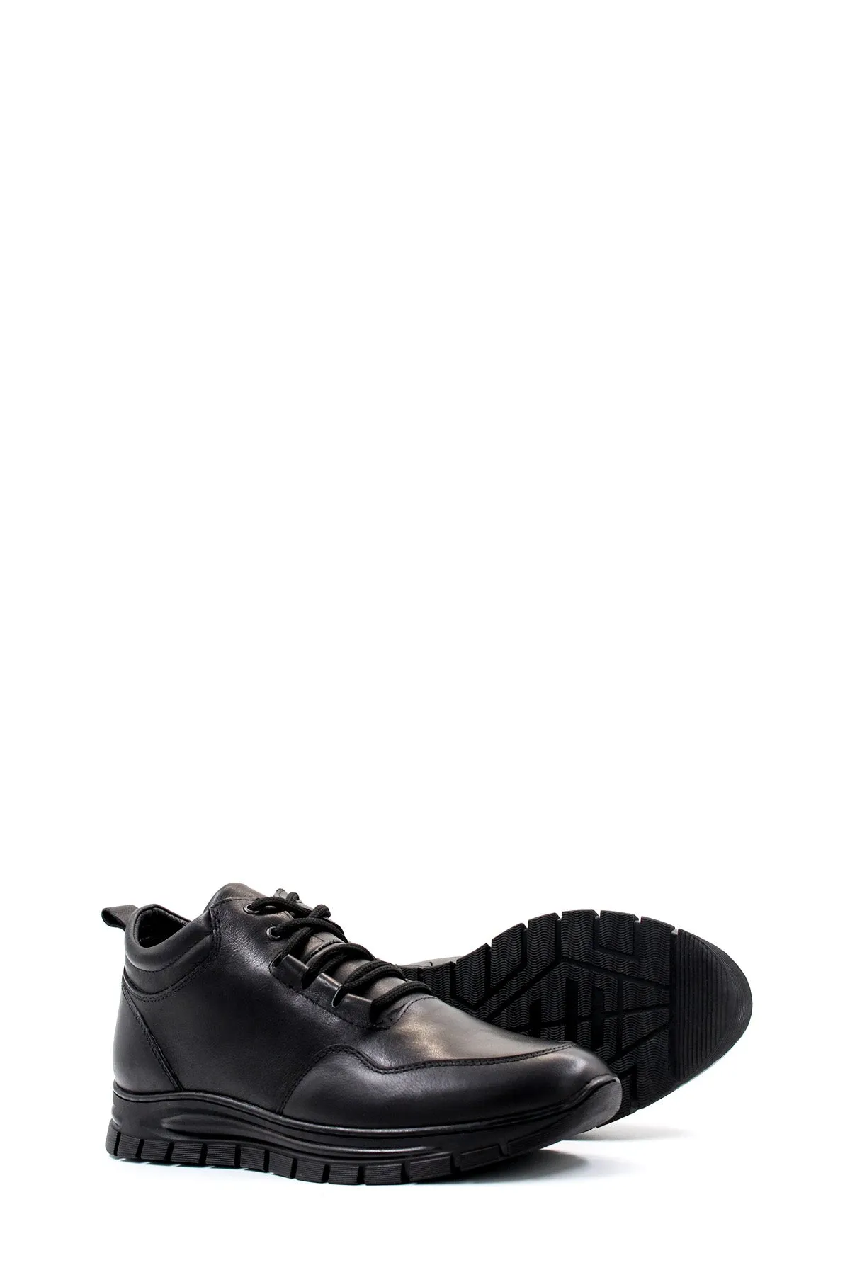 Men's Black High-Top Leather Sneakers with Cushioned Sole - Wessi sold by Wessi product image thumbnail 5