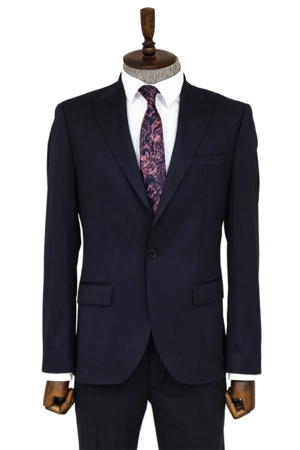 Plain 2 Piece Slim Fit Dark Blue Men Suit and Shirt Combination- Wessi sold by Wessi