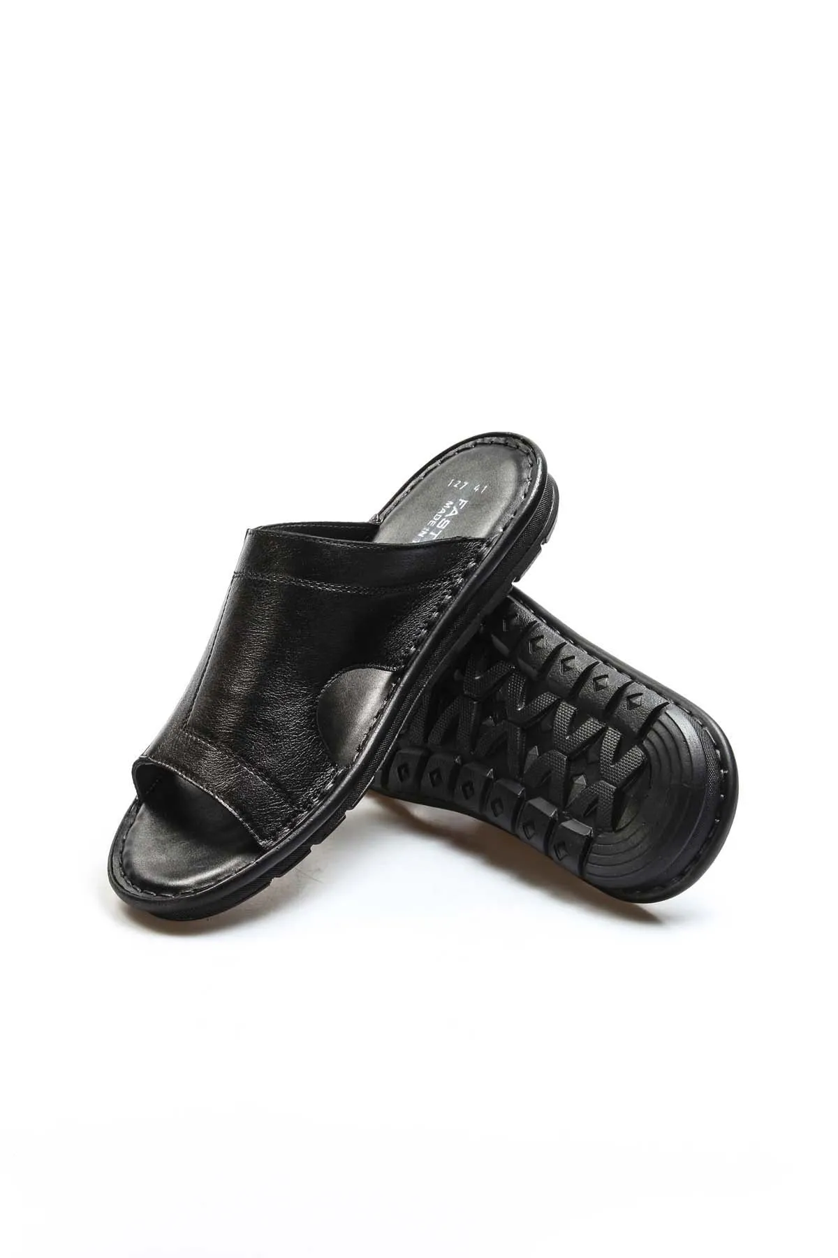 Black Leather Slide Sandals Wessi sold by Wessi product image thumbnail 4