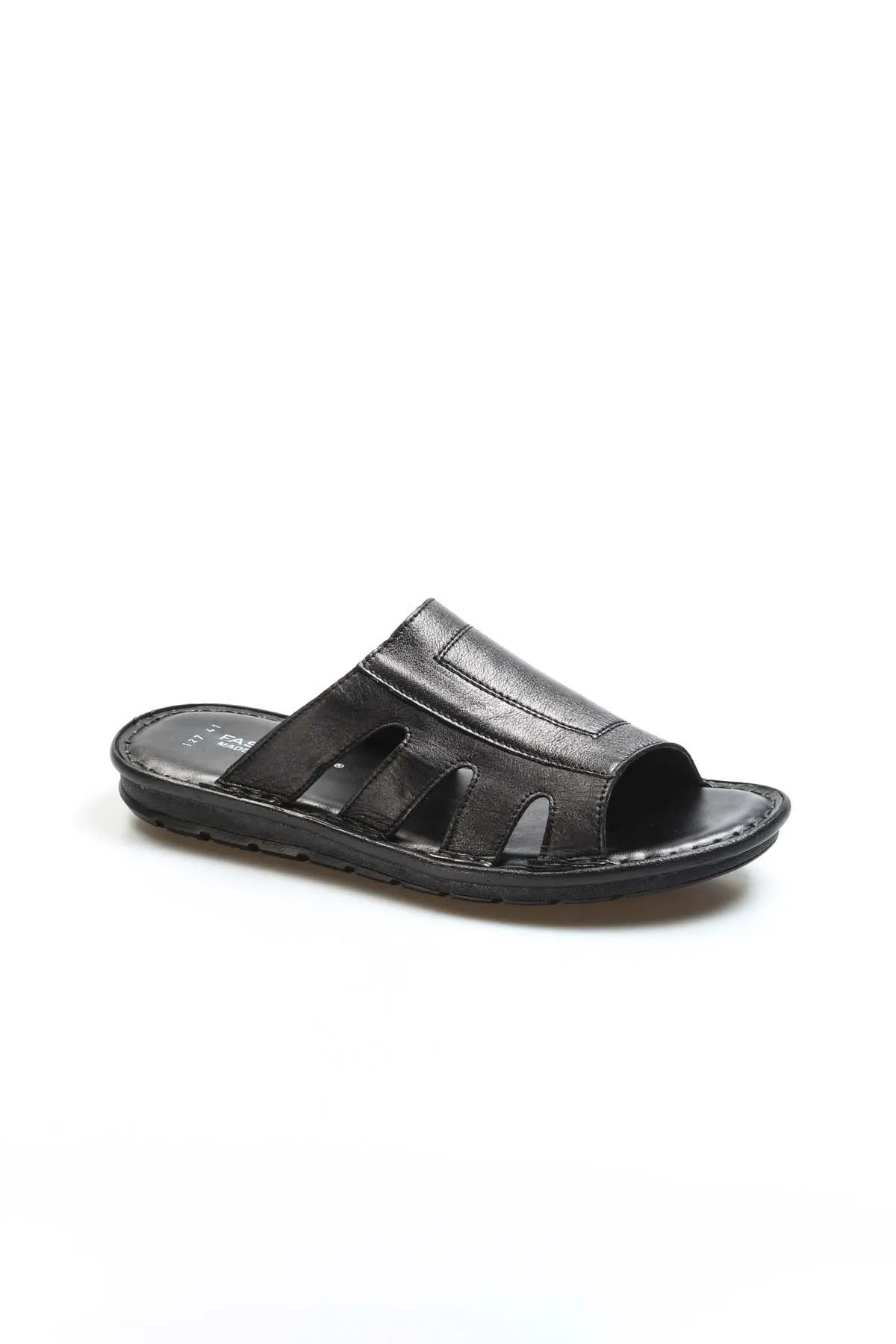 Black Leather Slide Sandals Wessi sold by Wessi product image thumbnail 3