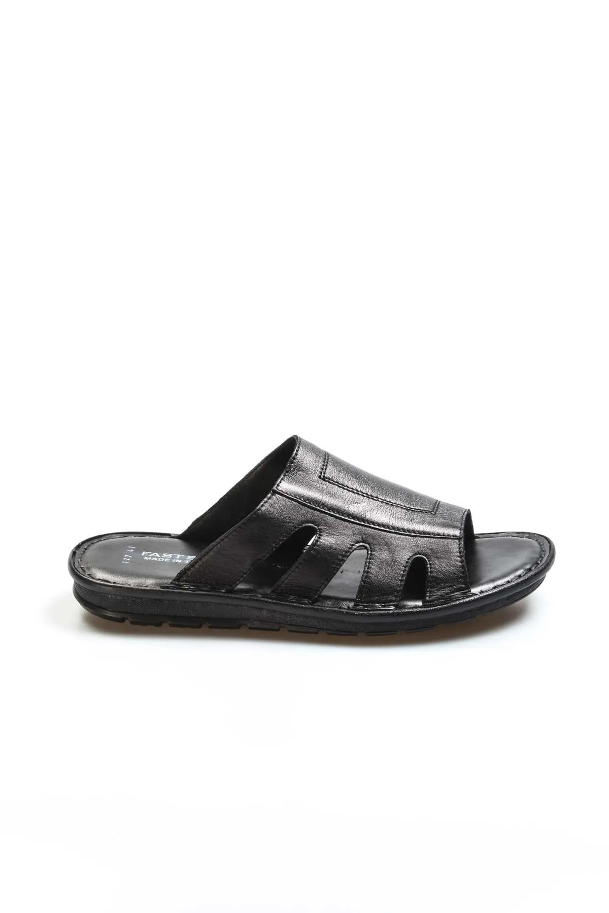 Black Leather Slide Sandals Wessi sold by Wessi