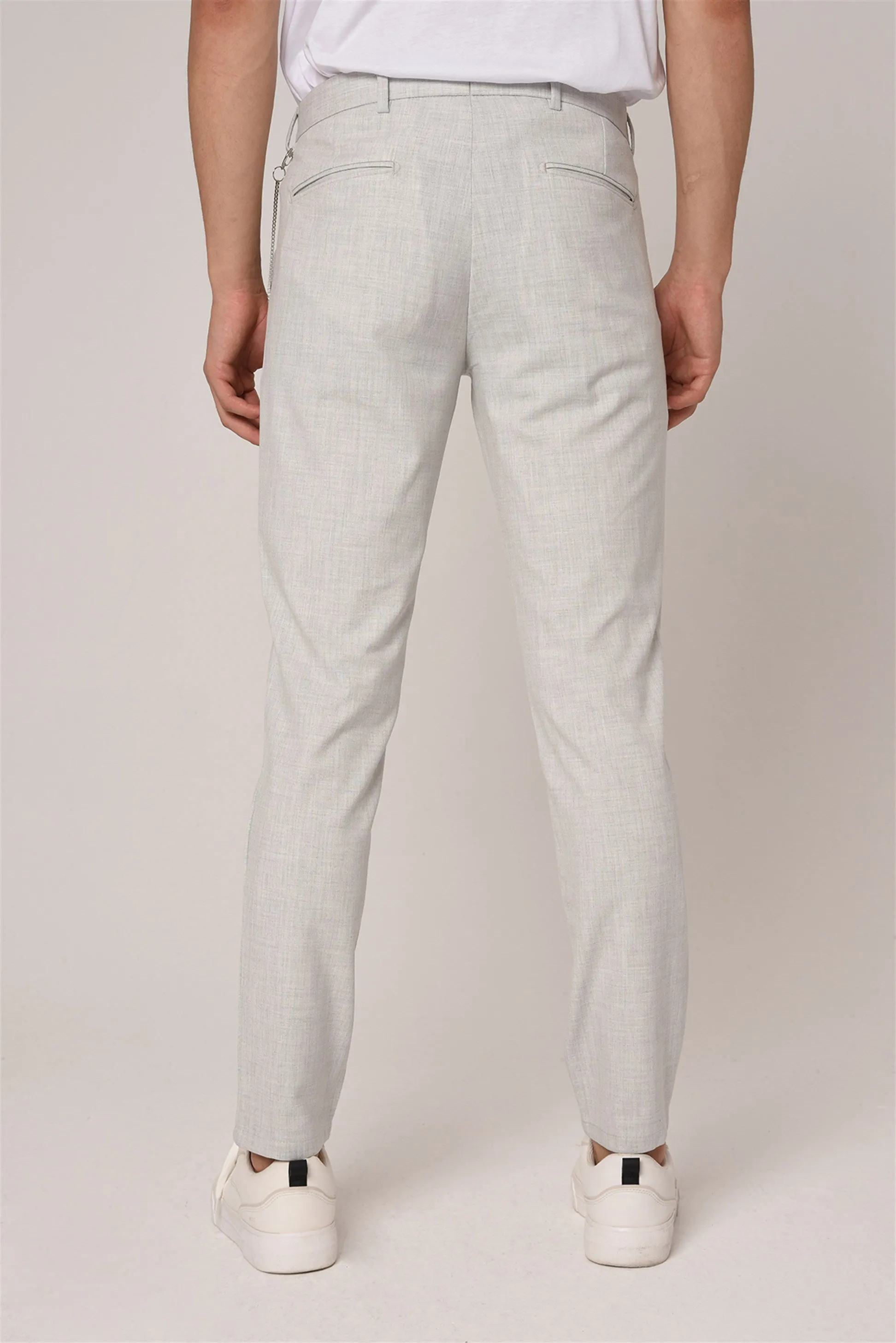 Men's Silver Slim Fit Straight Accessory Fabric Trousers - Wessi sold by Wessi product image thumbnail 4