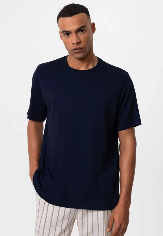 Men's Navy Blue Regular Fit Crew Neck T-Shirt - Wessi sold by Wessi