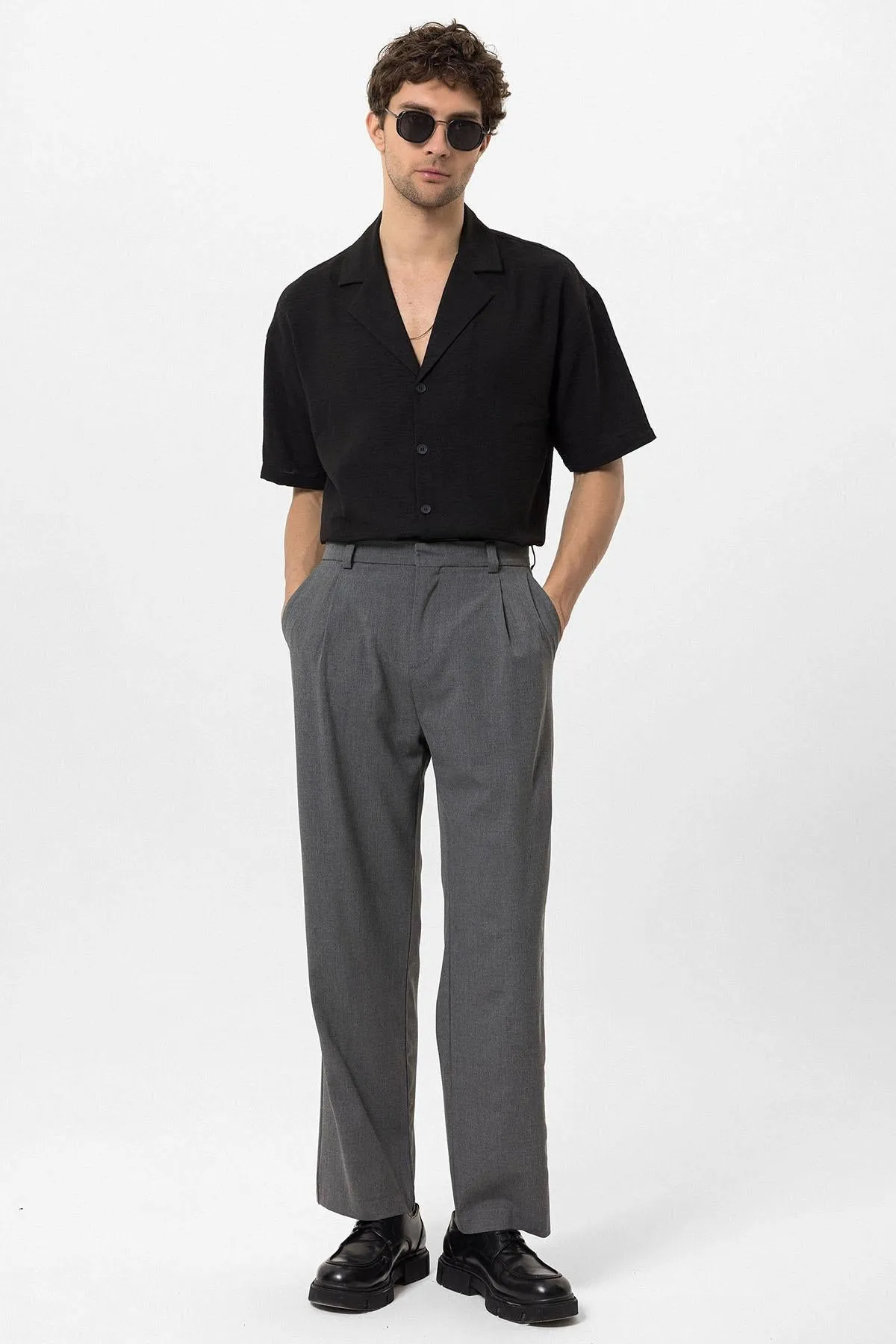 Men's Grey High-Waisted Baggy Pants - Wessi sold by Wessi product image thumbnail 3