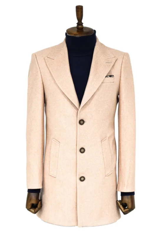Wide Lapel Wool Light Pink Men Coat - Wessi sold by Wessi