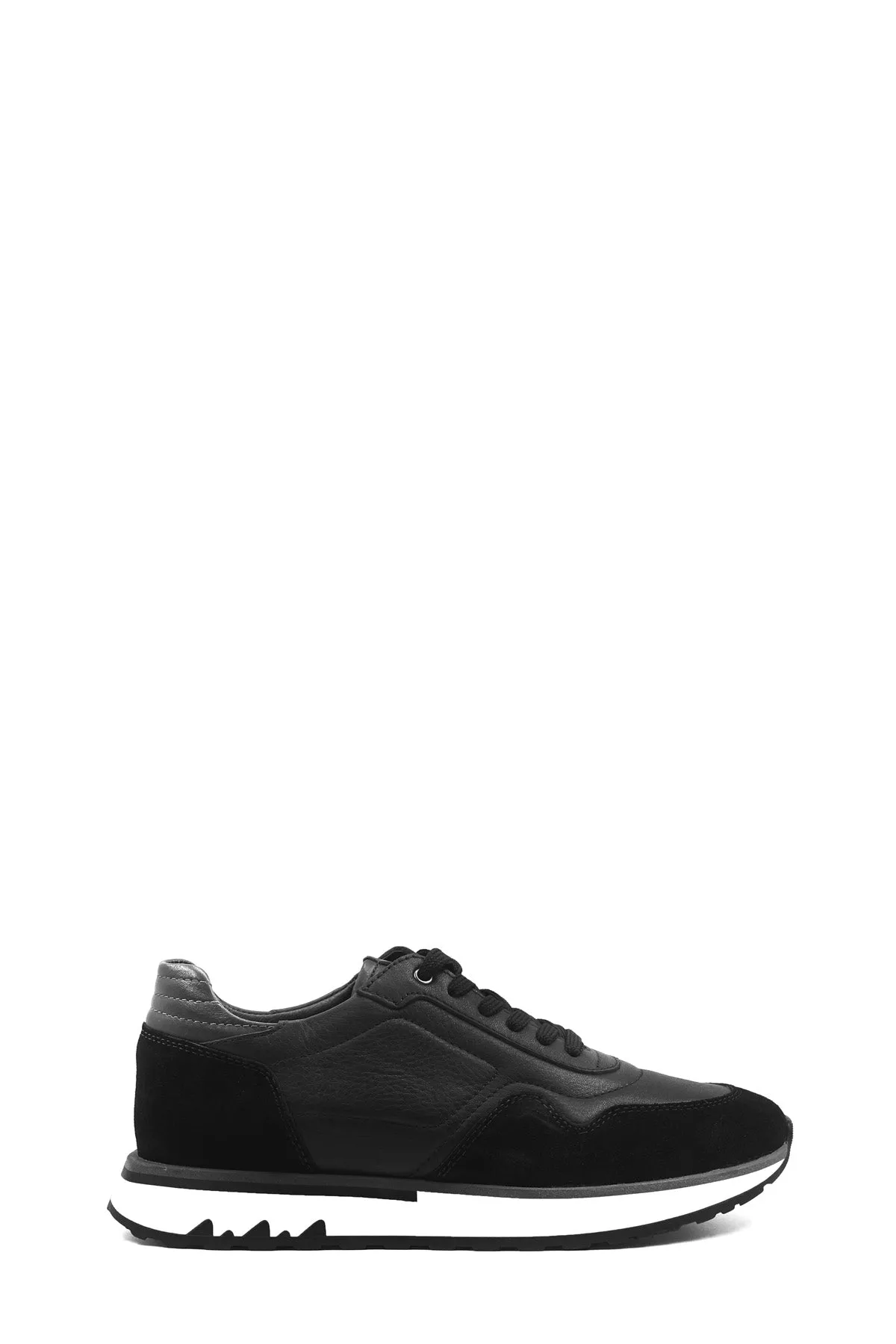 Men's Black Leather and Suede Sneakers with White Sole - Wessi sold by Wessi