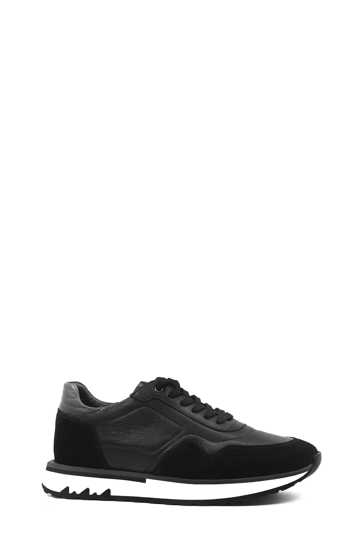 Men's Black Leather and Suede Sneakers with White Sole - Wessi sold by Wessi product image thumbnail 3
