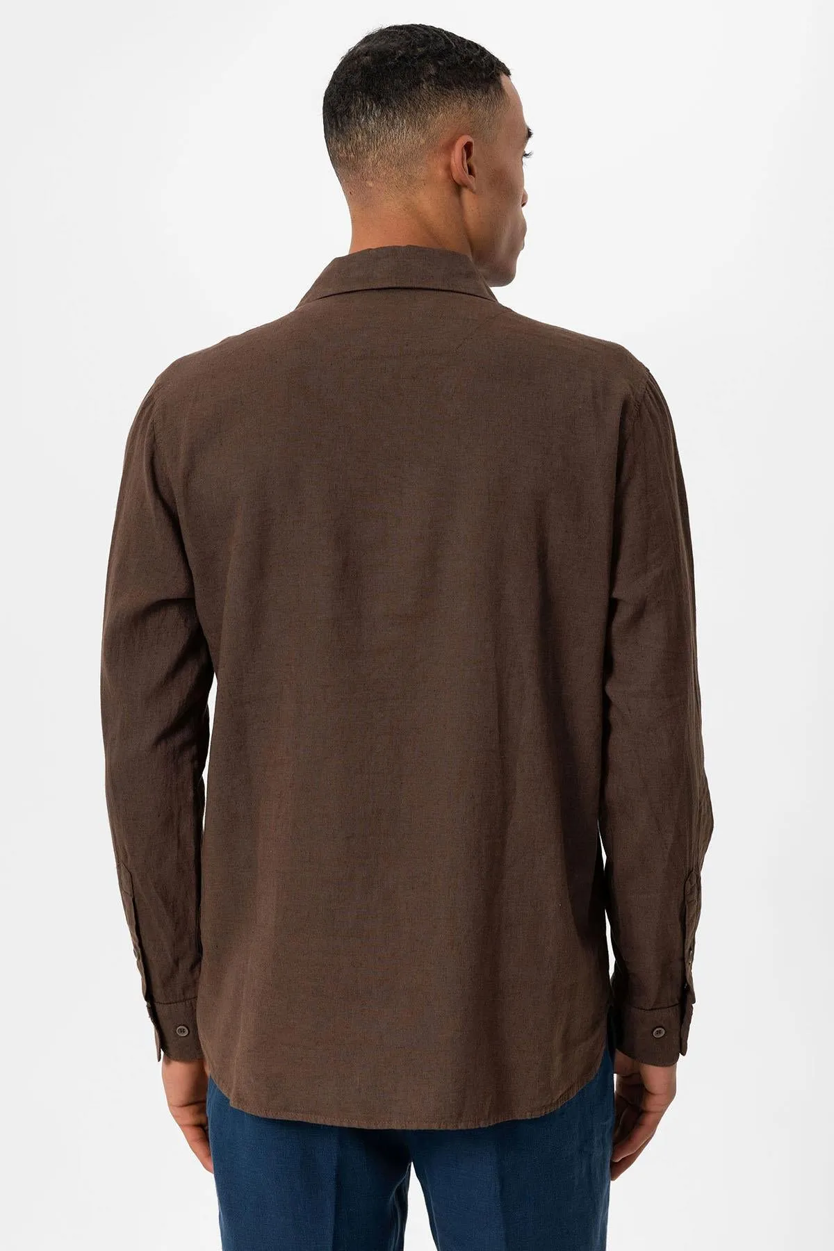 Men's Brown Camp Collar Button-Down Shirt - Wessi sold by Wessi product image thumbnail 5