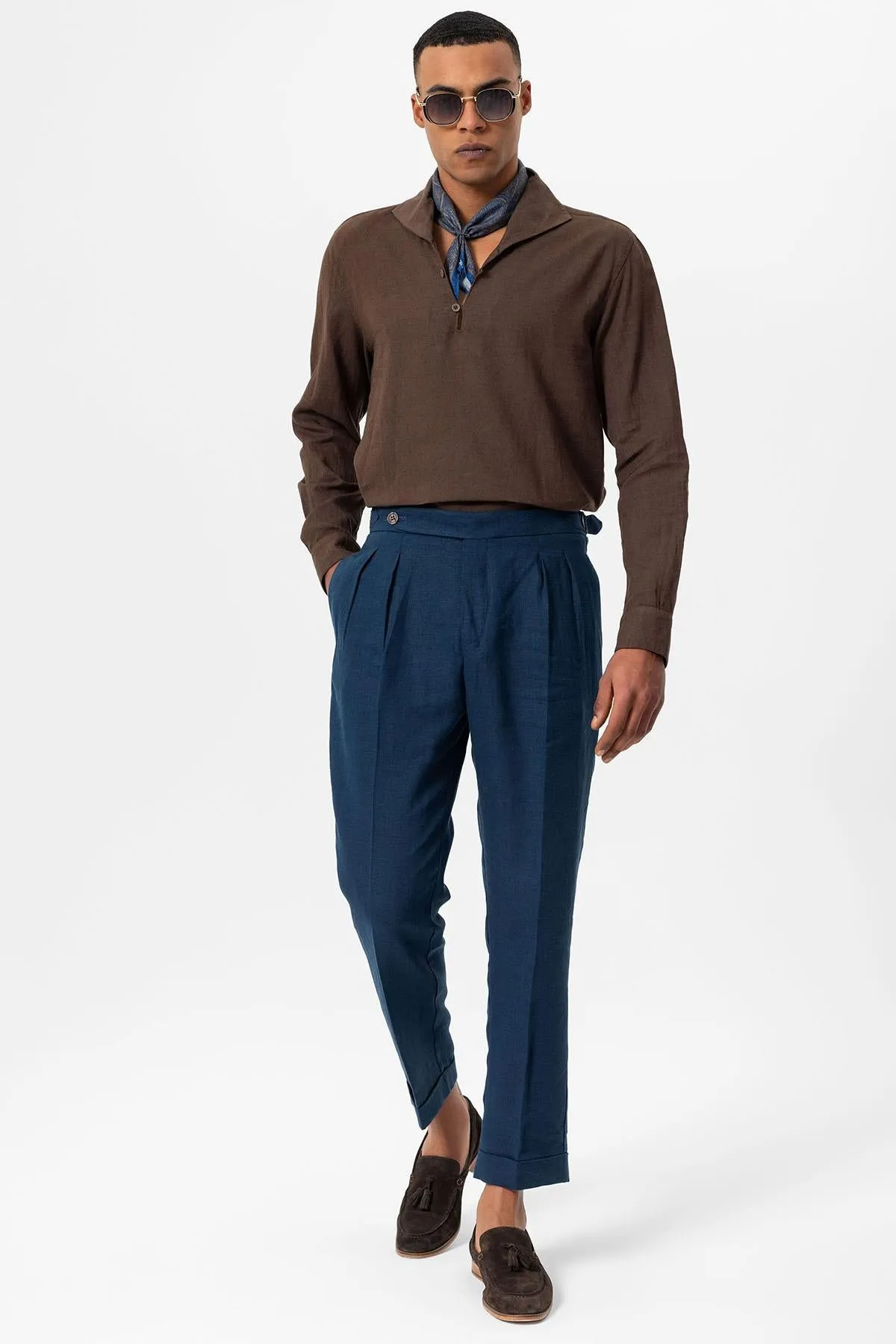 Men's Brown Camp Collar Button-Down Shirt - Wessi sold by Wessi product image thumbnail 3