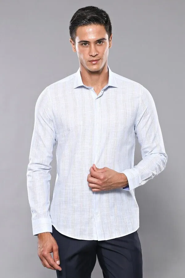 Sky Blue Striped Men's Shirt | Wessi sold by Wessi