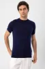 Navy Blue Crew Neck Knitwear T-Shirt - Wessi sold by Wessi