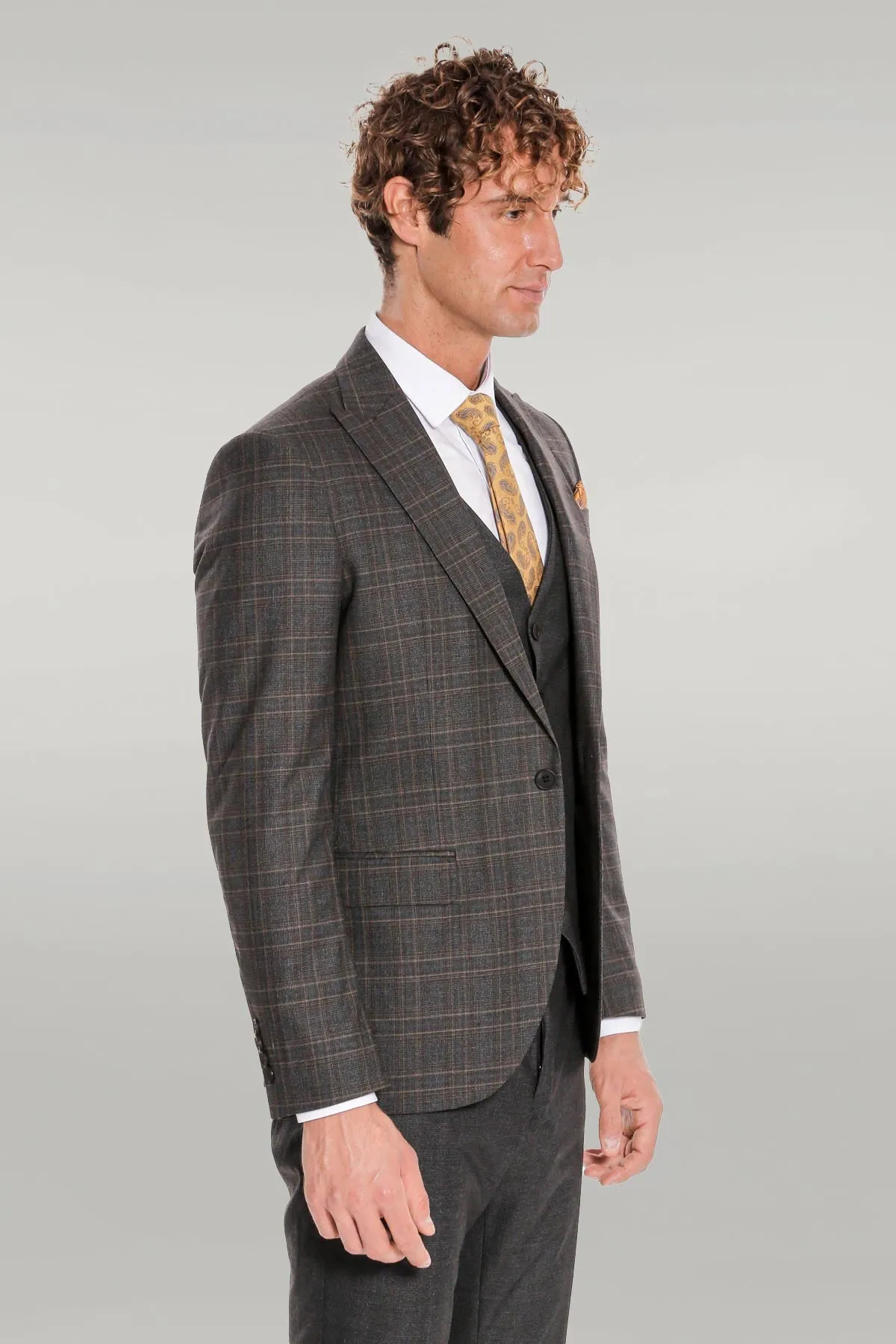 Checked Slim Fit Anthracite Men Suit - Wessi sold by Wessi product image thumbnail 5