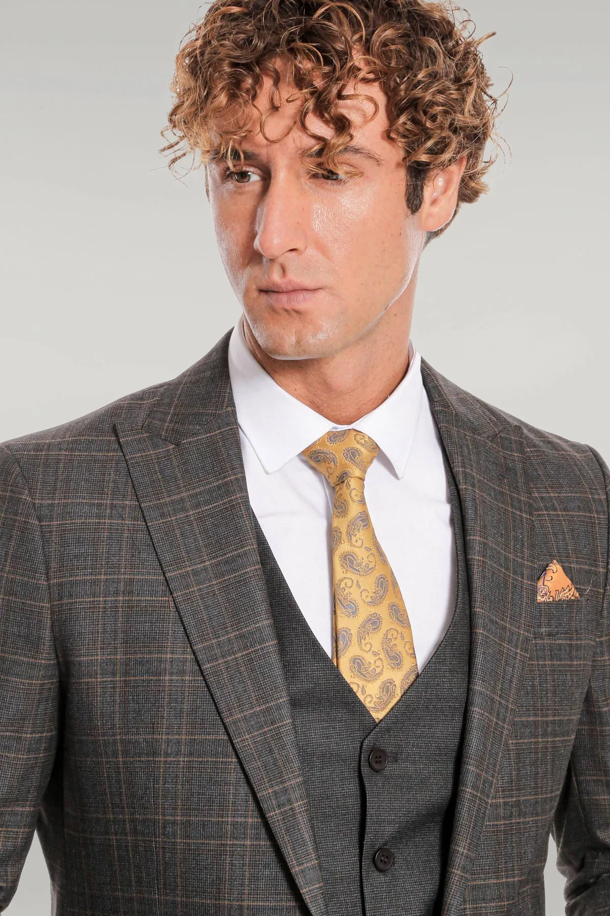 Checked Slim Fit Anthracite Men Suit - Wessi sold by Wessi product image thumbnail 3