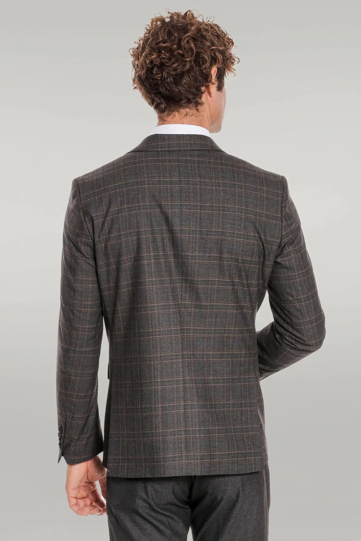 Checked Slim Fit Anthracite Men Suit - Wessi sold by Wessi product image thumbnail 4