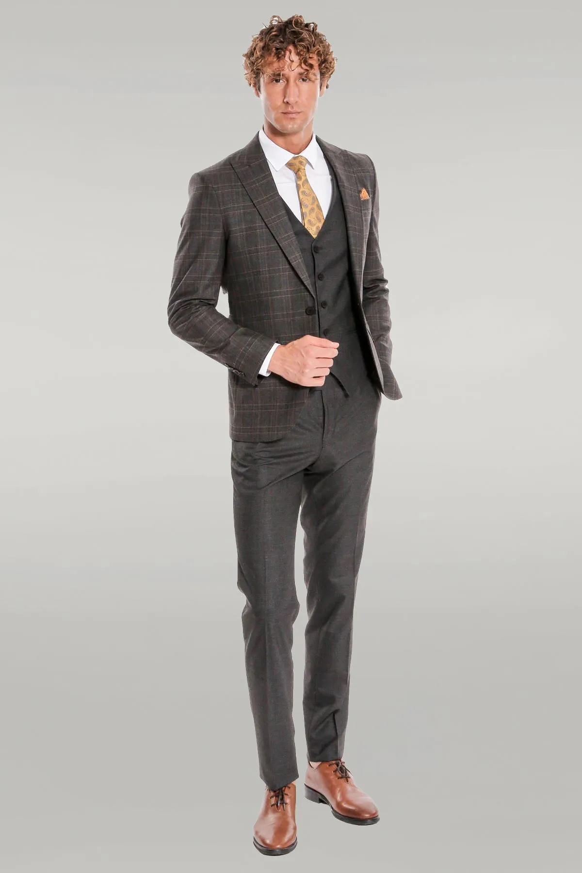 Checked Slim Fit Anthracite Men Suit - Wessi sold by Wessi product image thumbnail 2