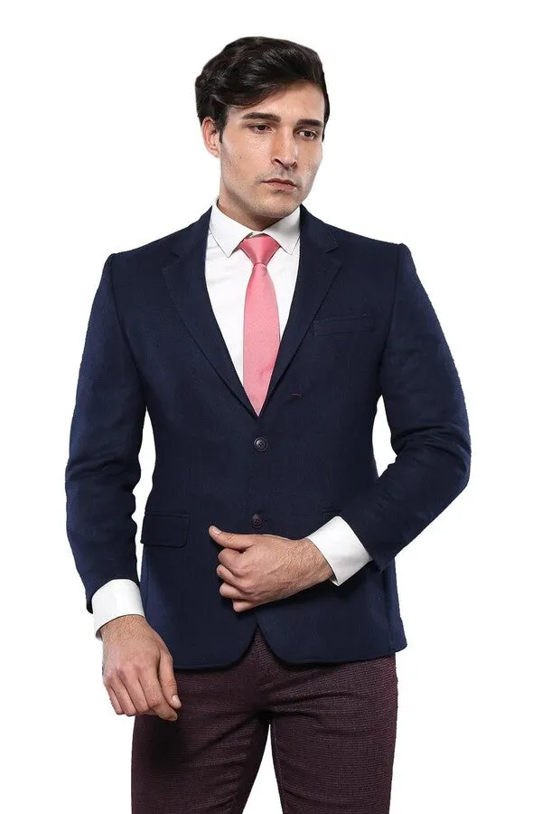 4 Drop Wool Navy Blue Men Blazer - Wessi sold by Wessi