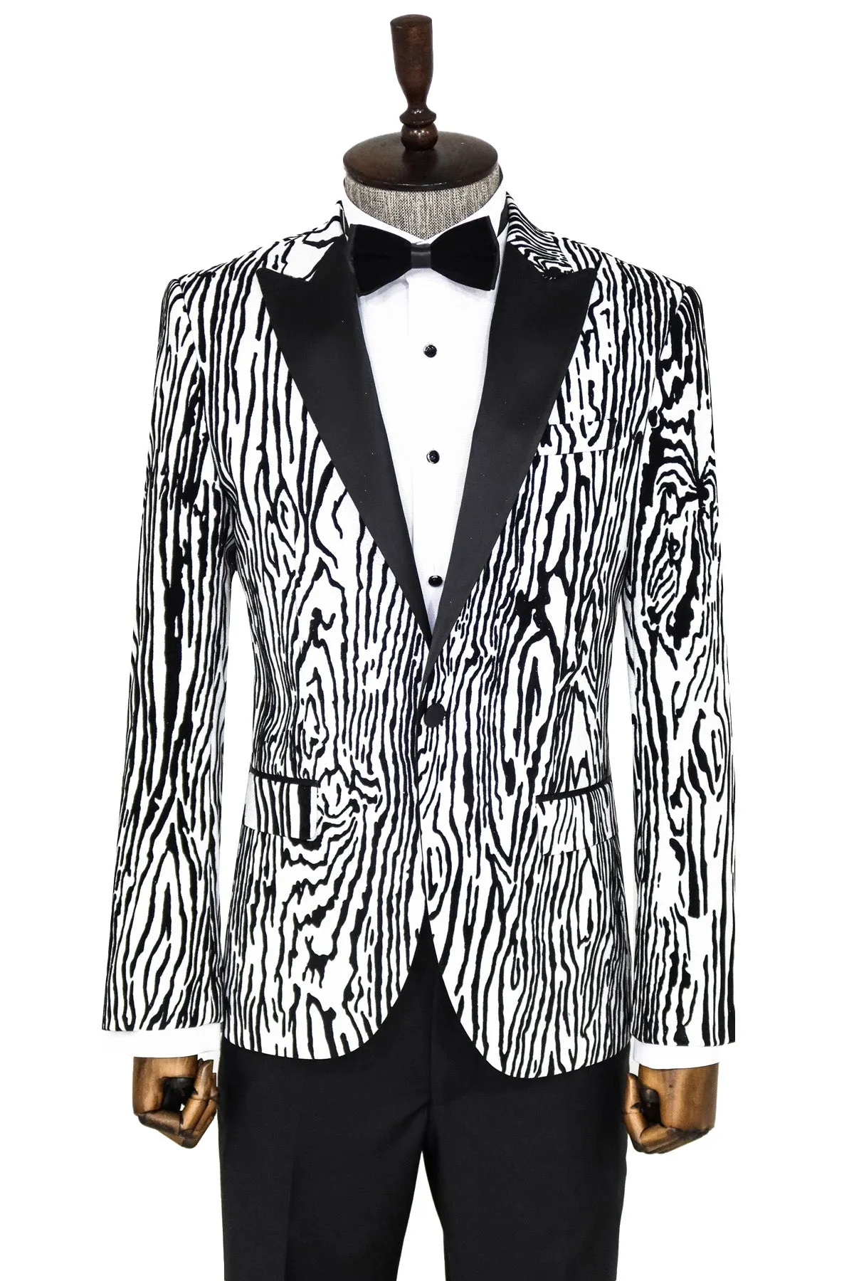 Slim Fit Zebra Patterned White Men Party Blazer - Wessi sold by Wessi