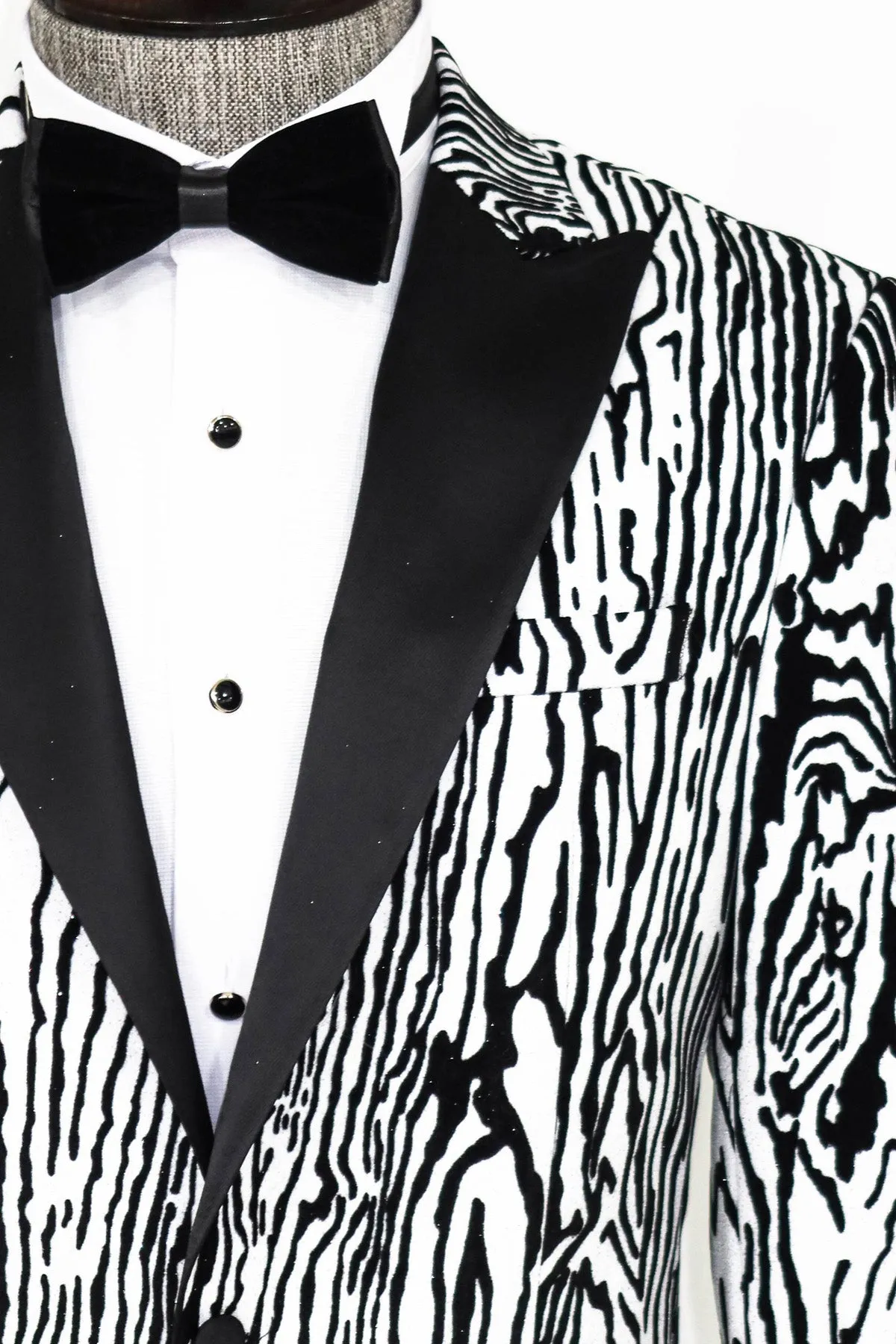 Slim Fit Zebra Patterned White Men Party Blazer - Wessi sold by Wessi product image thumbnail 5
