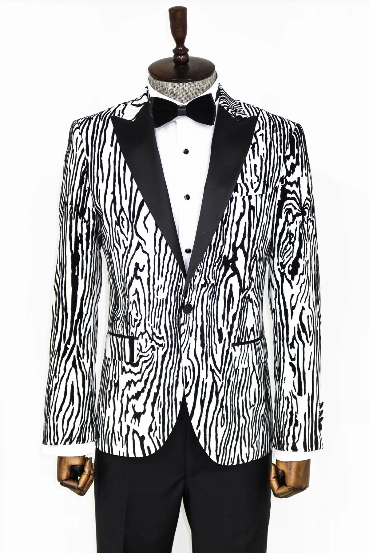 Slim Fit Zebra Patterned White Men Party Blazer - Wessi sold by Wessi product image thumbnail 3