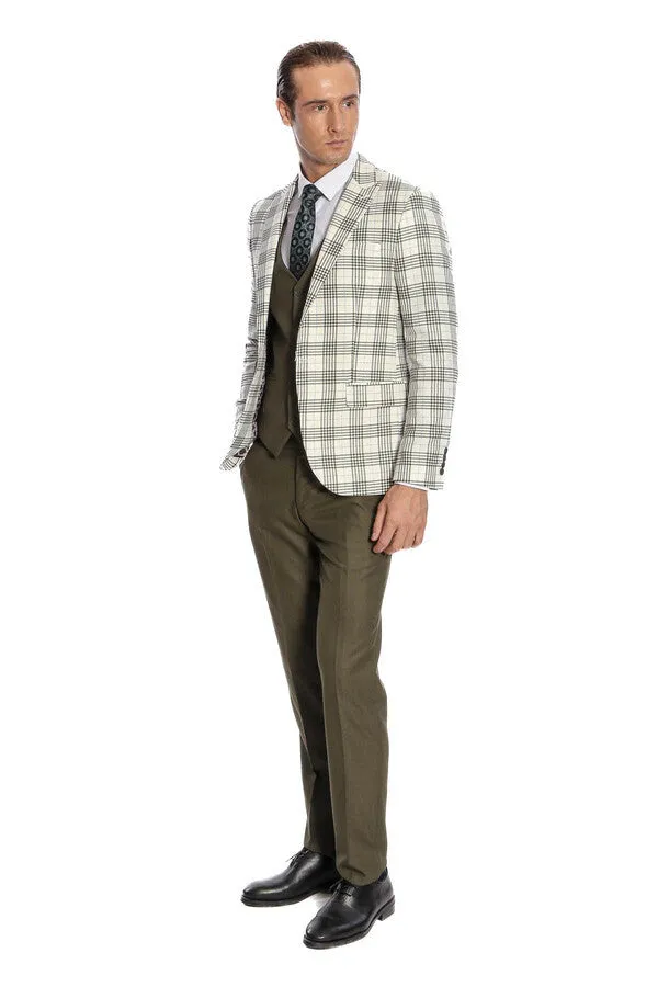 Checked Slim Fit Green Men Suit - Wessi sold by Wessi product image thumbnail 2