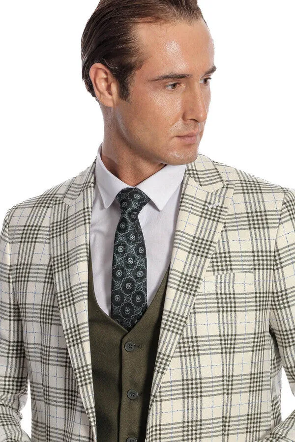 Checked Slim Fit Green Men Suit - Wessi sold by Wessi product image thumbnail 4