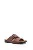 Men's Brown Leather Slide Sandals with Velcro Straps - Wessi sold by Wessi