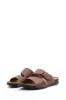 Men's Brown Leather Slide Sandals with Velcro Straps - Wessi sold by Wessi